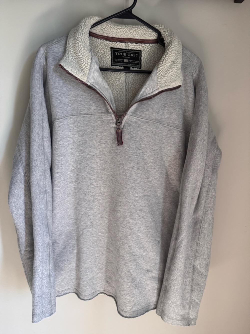 True Grit Men's Light Gray Sherpa-Lined Half-Zip Pullover